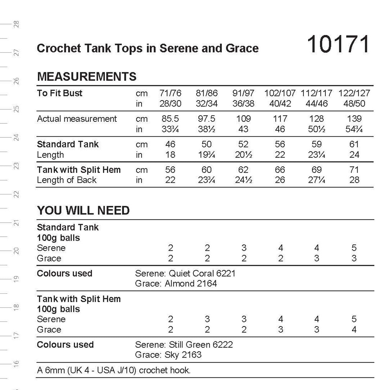 Stylecraft Pattern 10171 Crochet Tank Tops in Serene or Grace Aran