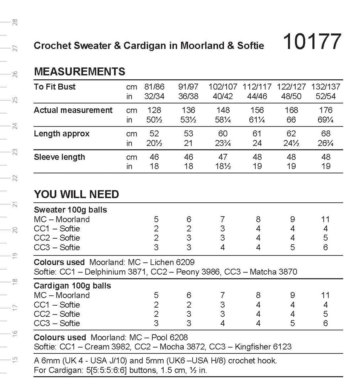 Stylecraft Pattern 10177 Crochet Cardigan & Sweater in Moorland Chunky & Softie Chunky