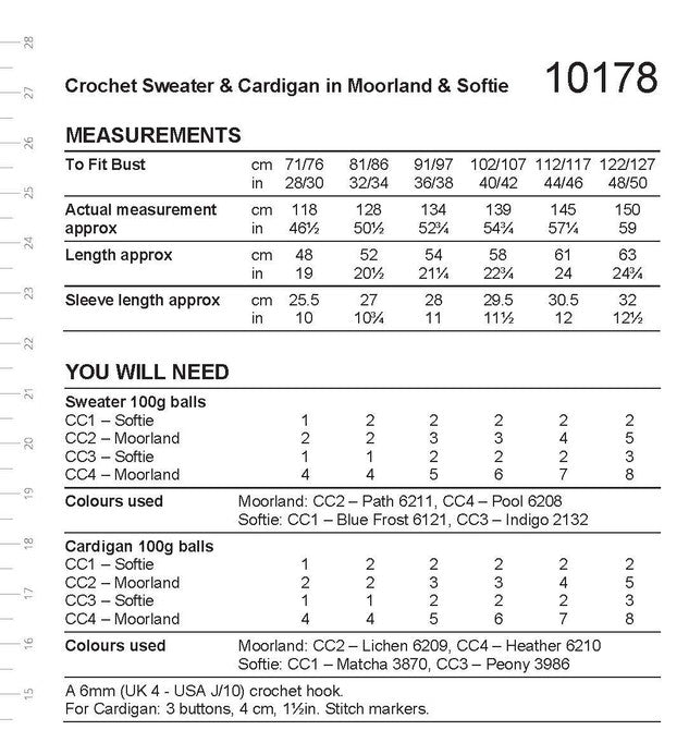 Stylecraft Pattern 10178 Crochet Sweater & Cardigan in Stylecraft Moorland & Softie Chunky
