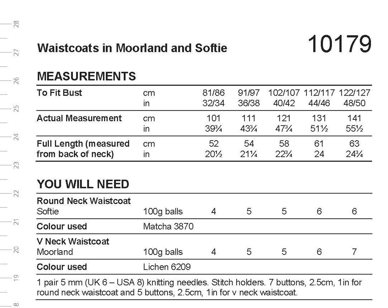 Stylecraft Pattern 10179 Ladies Waistcoats in Moorland & Softie Chunky