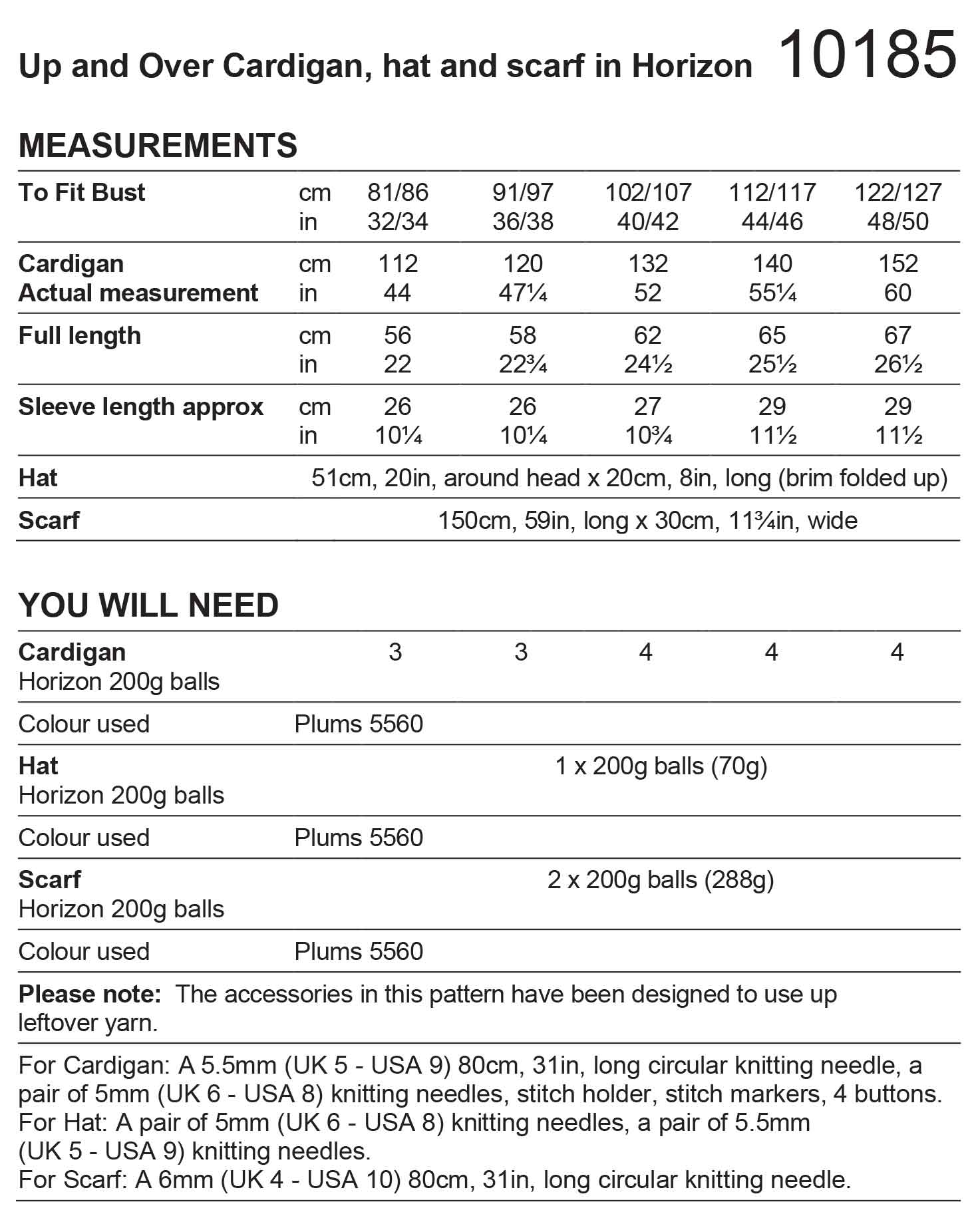 Stylecraft Pattern 10185 Cardigan, Hat & Scarf in Horizon Chunky