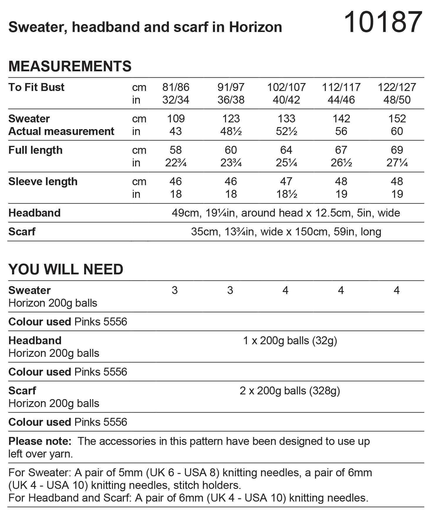 Stylecraft Pattern 10187 Sweater, Scarf & Headband in Horizon Chunky