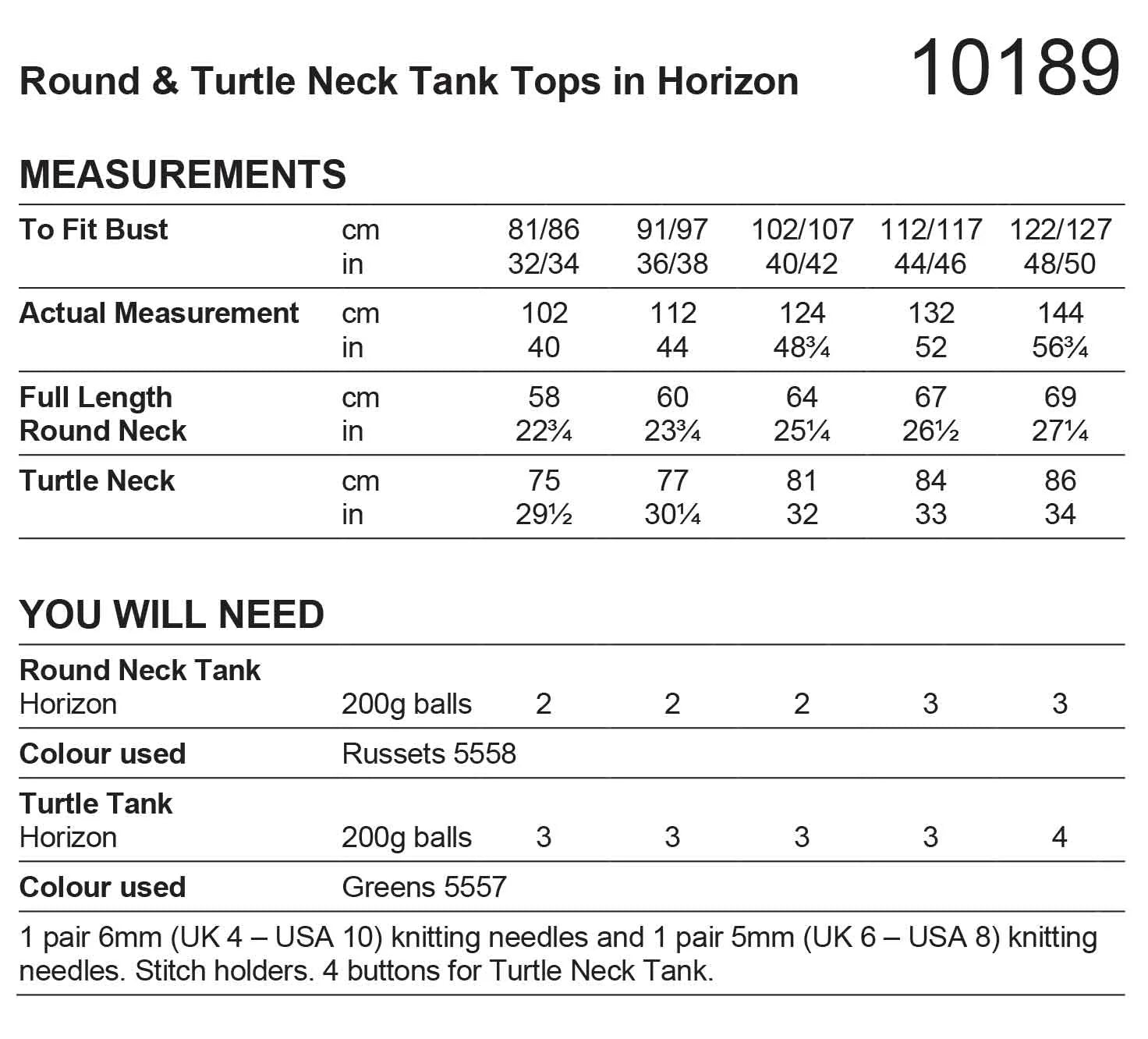 Stylecraft Pattern 10189 Ladies Tank Tops in Horizon Chunky