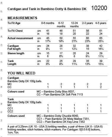 Stylecraft Pattern 10200 Tank Top & Cardigan in Bambino Dotty Baby DK