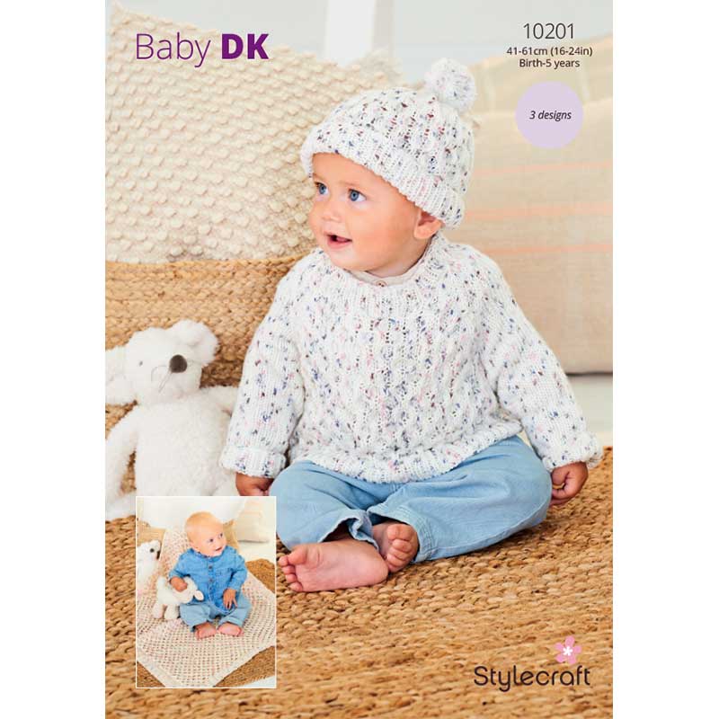Stylecraft Pattern 10201 Hat & Cardigan in Bambino Dotty Baby DK