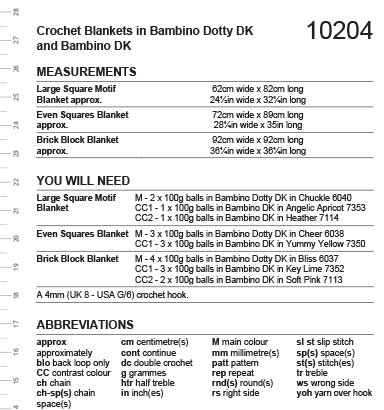 Stylecraft Pattern 10204 Crochet Blankets in Bambino Dotty Baby DK