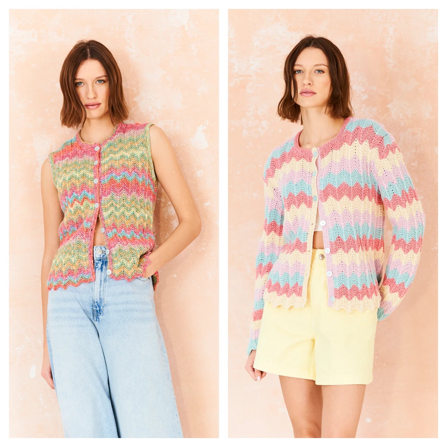 Stylecraft Pattern 10210 Waistcoat & Cardigan Cotton Twist/Colour Burst DK