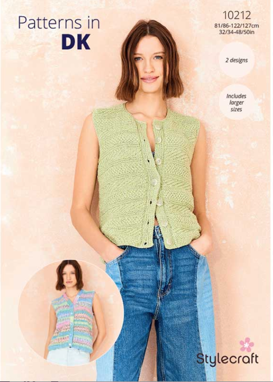 Stylecraft Pattern 10212 Waistcoat in Cotton Twist DK & Colour Burst DK