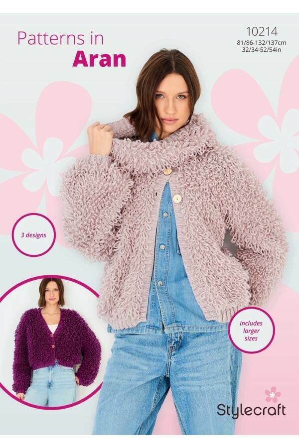 Stylecraft Pattern 10214 Loopy Stitch Cardigans & Snood in Aran