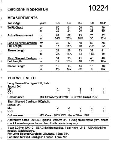 Stylecraft Pattern 10224 Girl's Cardigans in DK