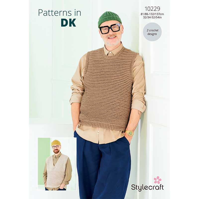 Stylecraft Pattern 10229 Men's Crochet Tank Tops in DK