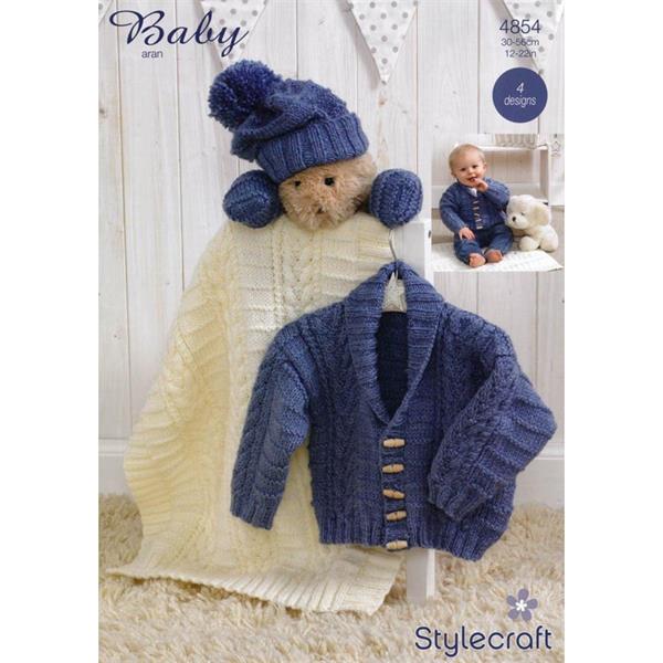 Stylecraft Pattern 4854 Jacket, Hat, Mittens & Blanket Aran