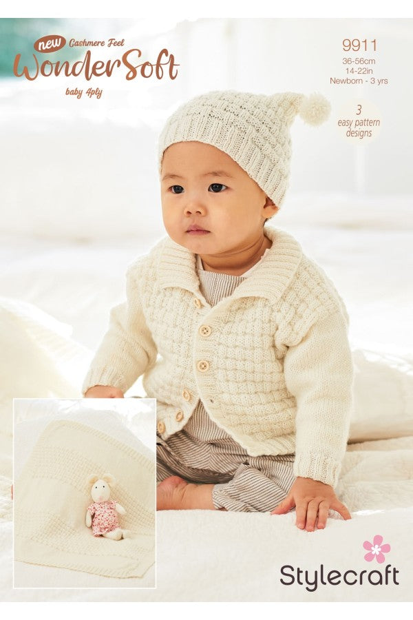 Stylecraft Pattern 9911 Cardigan, Hat & Blanket in 4ply