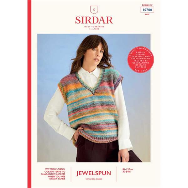 Sirdar Pattern 10700 Ocean Treasure Tank Top in Jewelspun with Wool Chunky