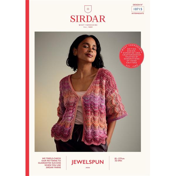 Sirdar Pattern 10715 Hot House Flowers Cardigan in Jewelspun Aran