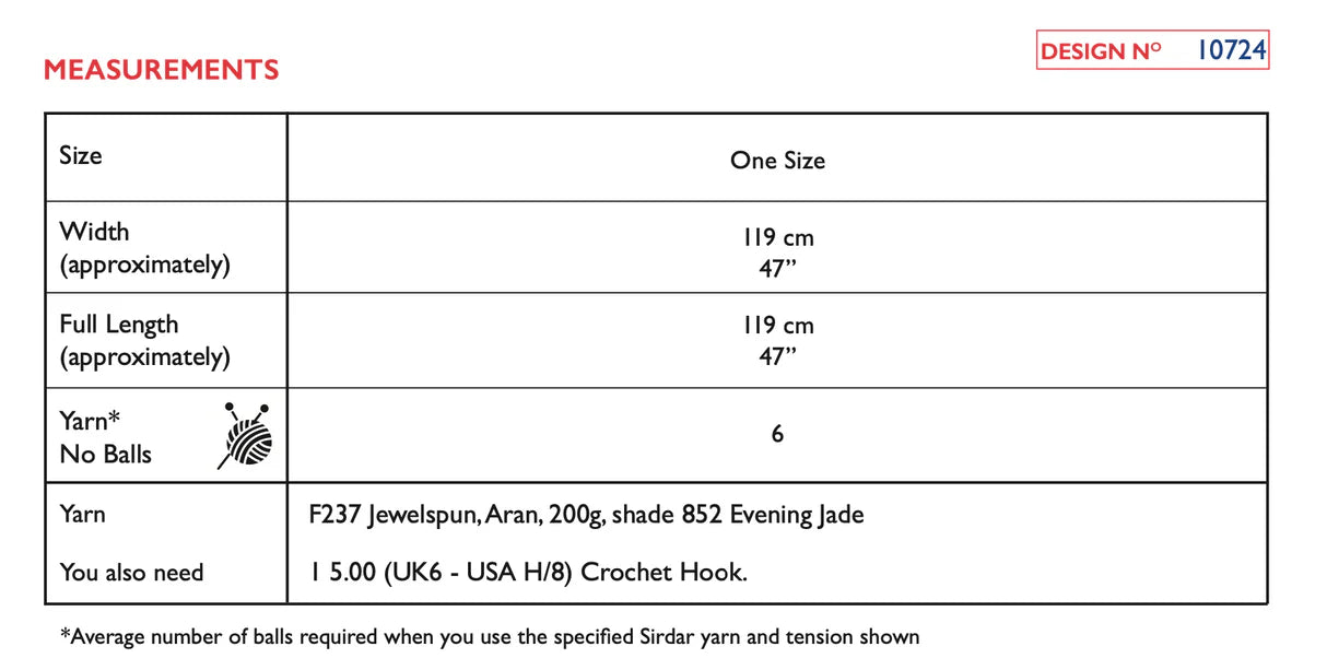 Sirdar Pattern 10724 Ornamentals Crochet Blanket in Jewelspun Aran