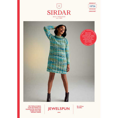 Sirdar Pattern 10726 Crochet Wildflower Roll Neck Dress in Jewelspun Aran