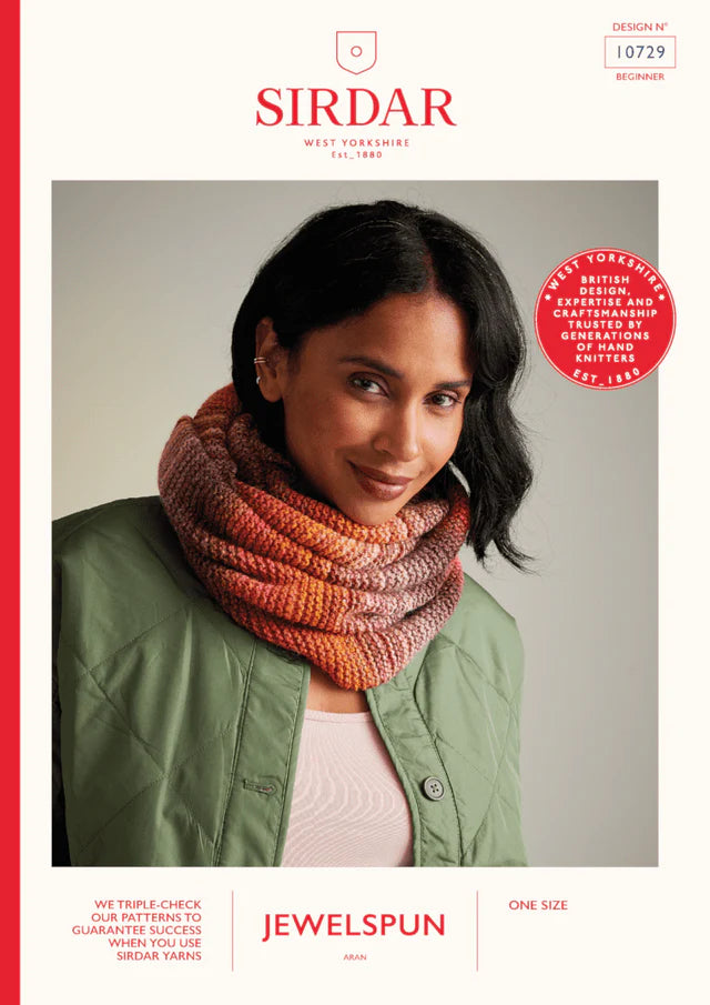 Sirdar Pattern 10729 Sunset Stroll Snood in Jewelspun Aran