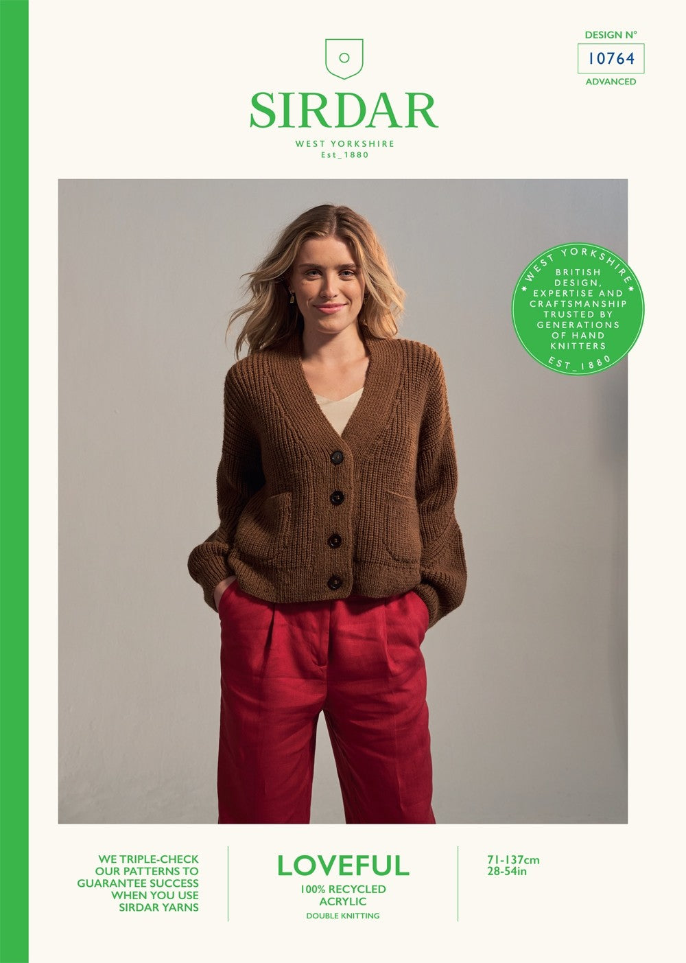 Sirdar Pattern 10764 Rare Earth Cardigan in Loveful Recycled DK