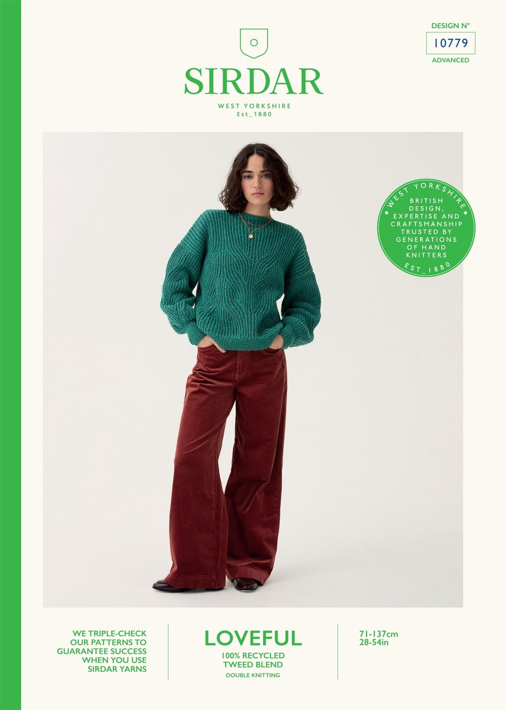 Sirdar Pattern 10779 Button Cuff Sweater in Loveful Recycled DK