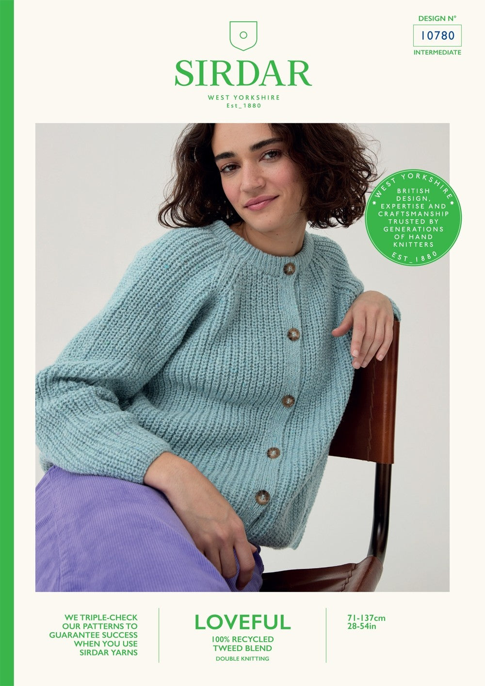 Sirdar Pattern 10780 Round Neck Rib Sweater in Loveful Recycled DK