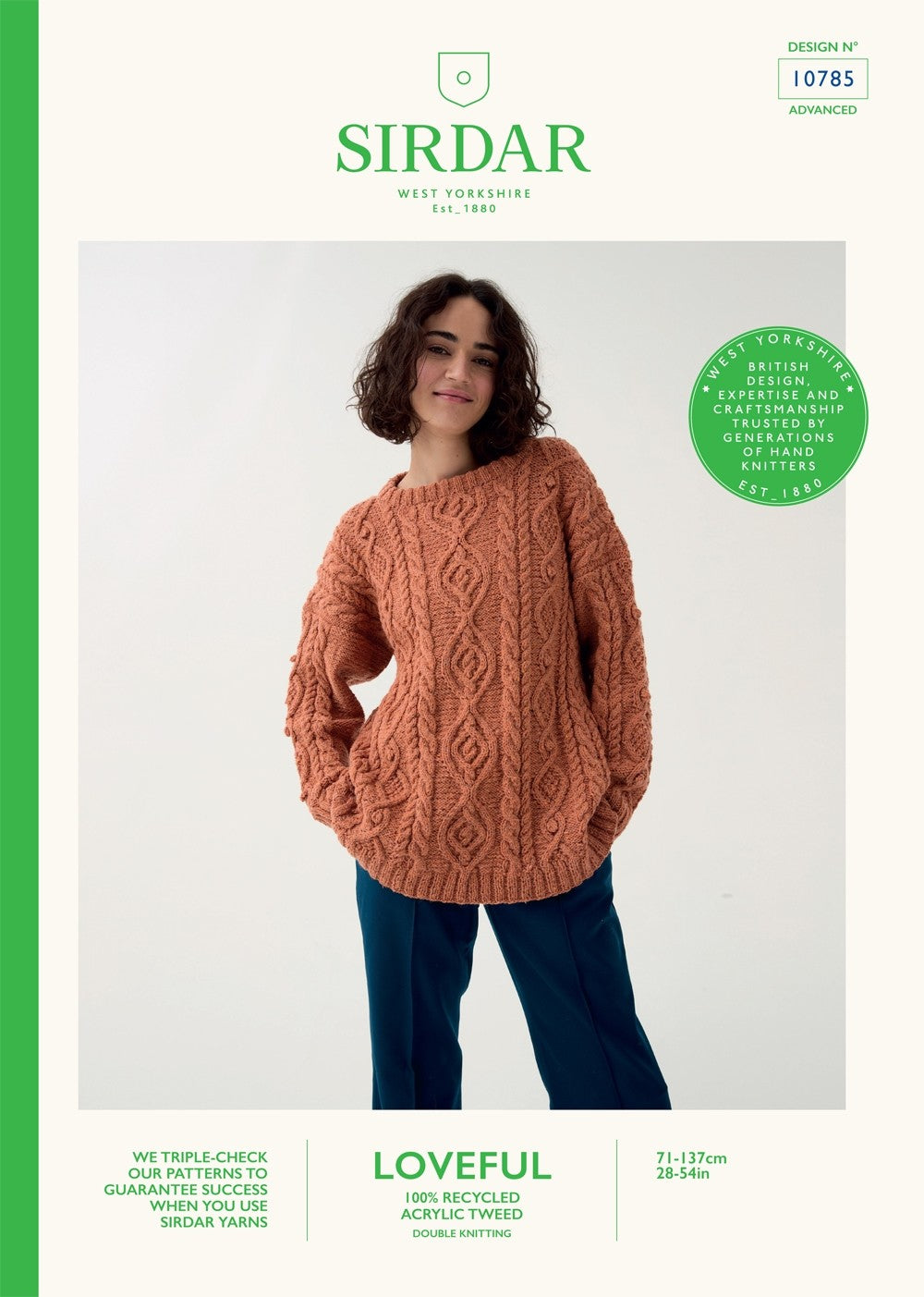 Sirdar Pattern 10785 Cable Crew Sweater in Loveful Recycled DK