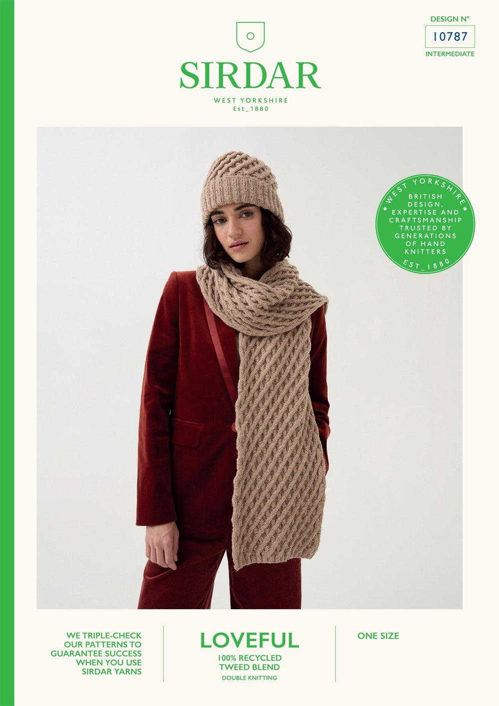 Sirdar Pattern 10787 Lattice Scarf & Hat Loveful Recycled DK
