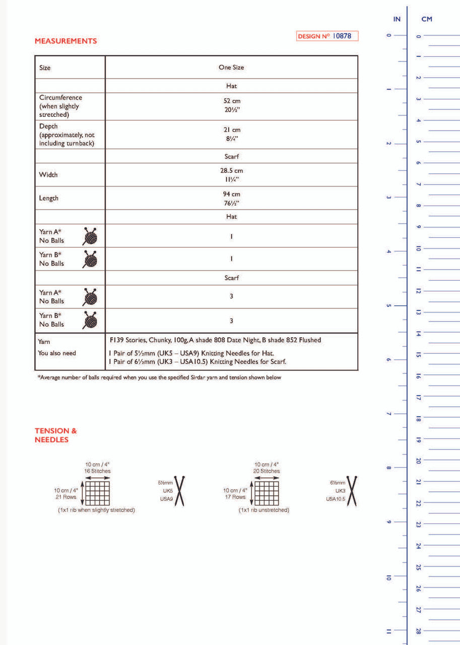 Sirdar Pattern 10878 Preppy Scarf Set in Stories Chunky