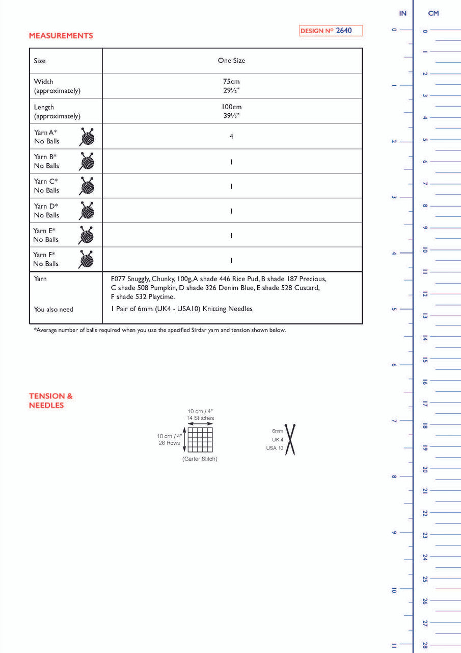 Sirdar Pattern 2640 Scandi Stripes Blanket in Snuggly Chunky