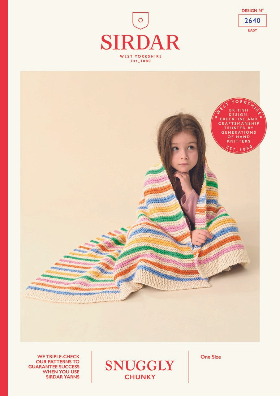 Sirdar Pattern 2640 Scandi Stripes Blanket in Snuggly Chunky