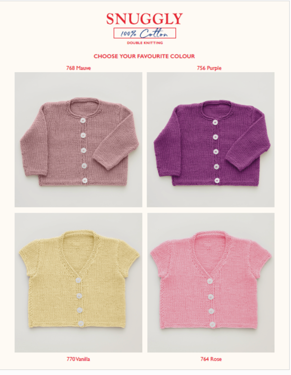 Sirdar Pattern 5271 Baby Cardigan in Snuggly 100% Cotton DK