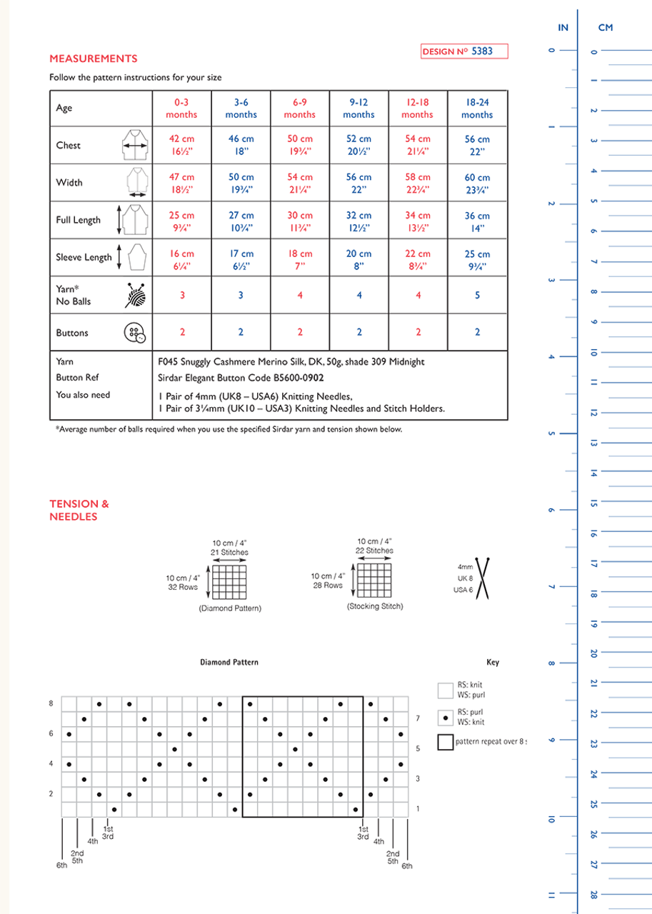Sirdar Pattern 5383 Baby Jumper in Snuggly Cashmere Merino Silk DK