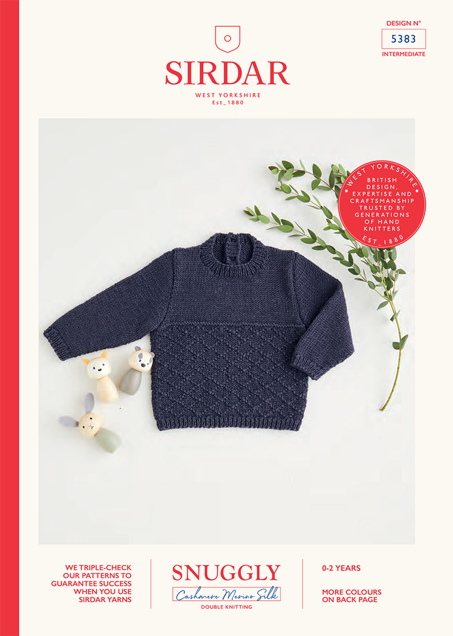 Sirdar Pattern 5383 Baby Jumper in Snuggly Cashmere Merino Silk DK