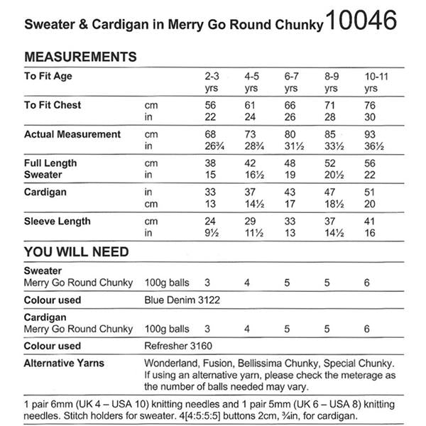 Stylecraft Pattern 10046 Seater & Cardigan in Merry Go Round Chunky