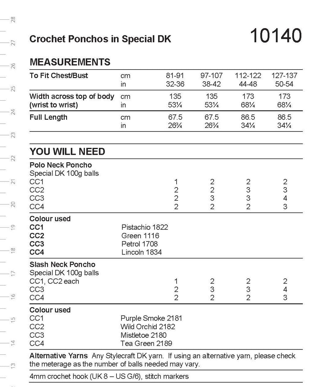 Stylecraft Pattern 10140 Crochet Poncho in Stylecraft Special DK