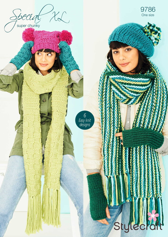 Stylecraft Pattern 9786 Scarves & Hats in Special XL Super Chunky