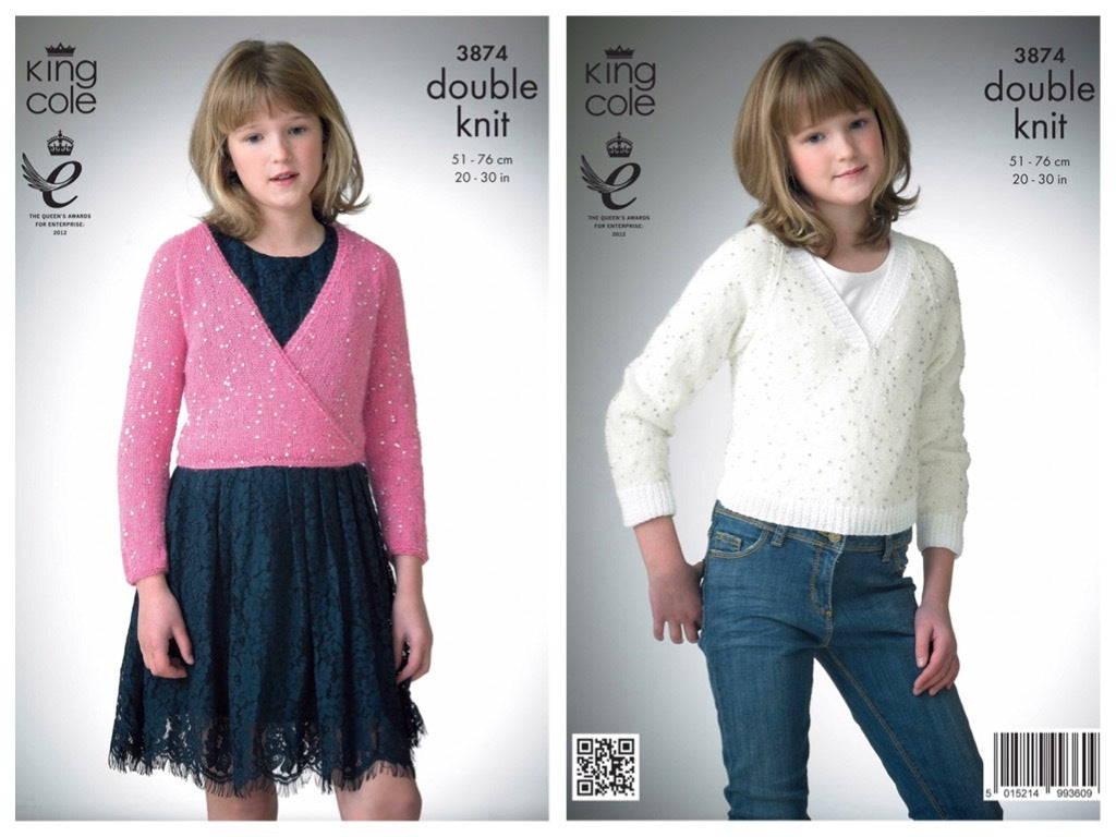 King Cole 3874 Girls Ballet Top and V-Neck Sweater in Galaxy DK
