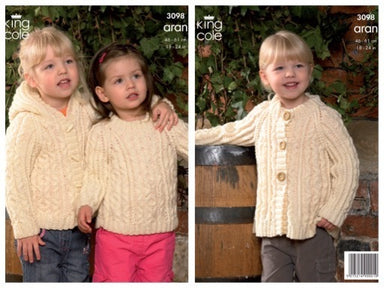 King Cole 3098 Girls Sweater, Hooded Jacket and Coat in Aran