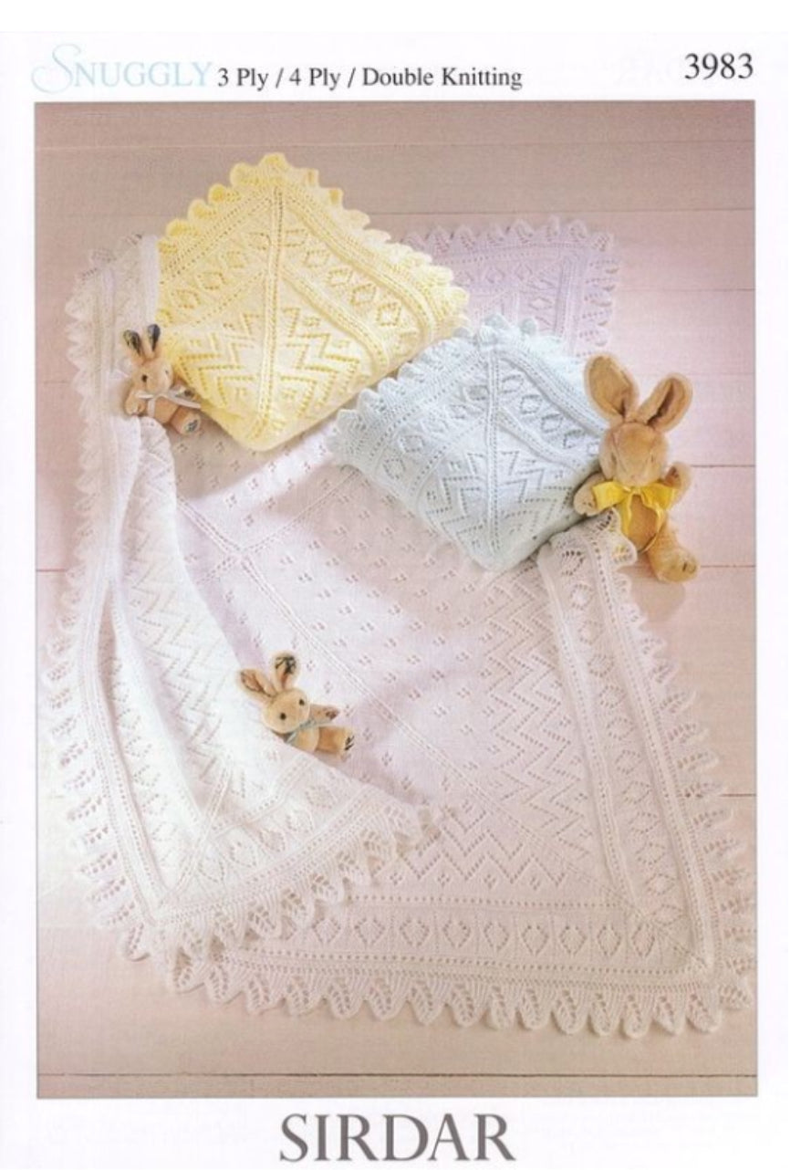 Sirdar 3983 Blankets in Snuggly 3 Ply, 4 Ply & DK
