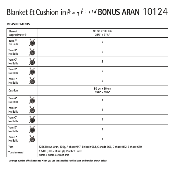 Hayfield Pattern 10124 Crochet Blanket and Cushion in Bonus Aran