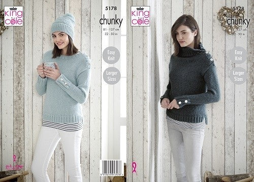 King Cole Pattern 5178 Sweaters & Hat in Timeless Chunky