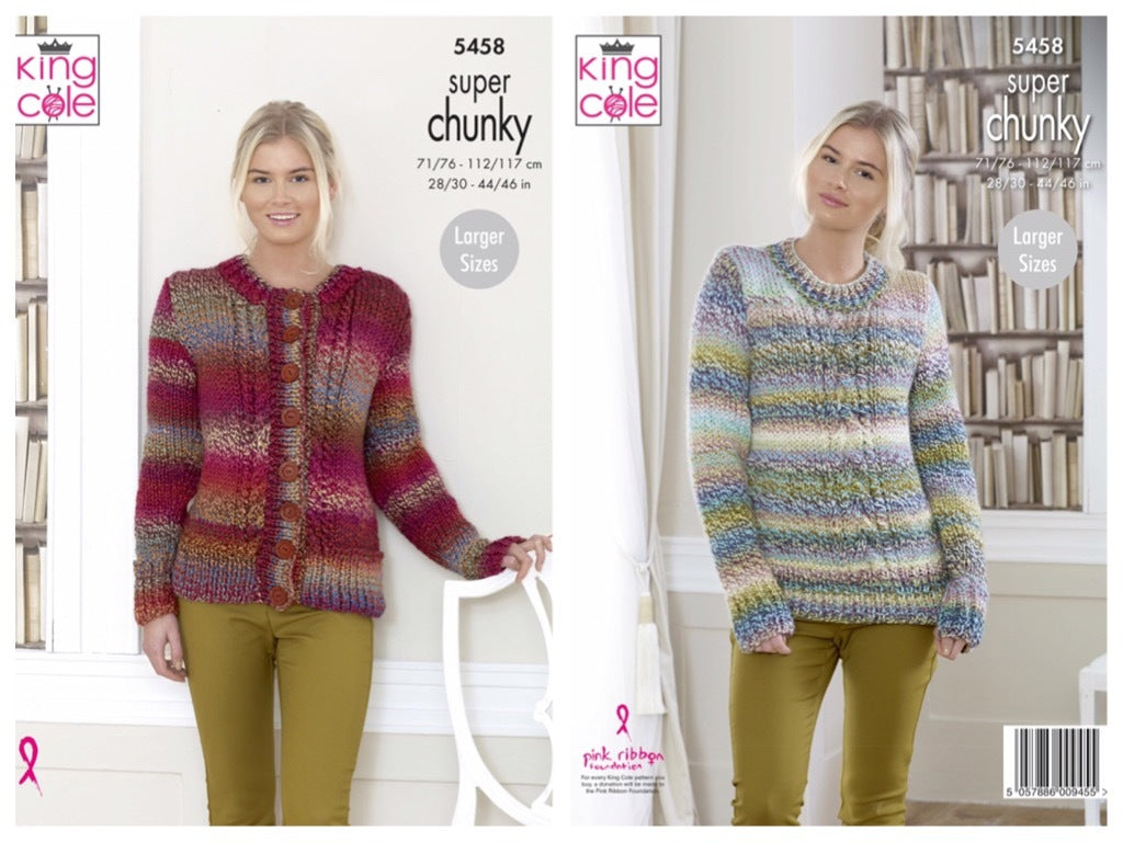 King Cole Pattern 5458 Sweater and Cardigan in Explorer Super Chunky