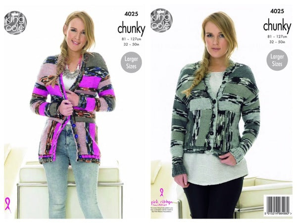 King Cole Pattern 4025 Ladies Cardigans in Big Value Chunky