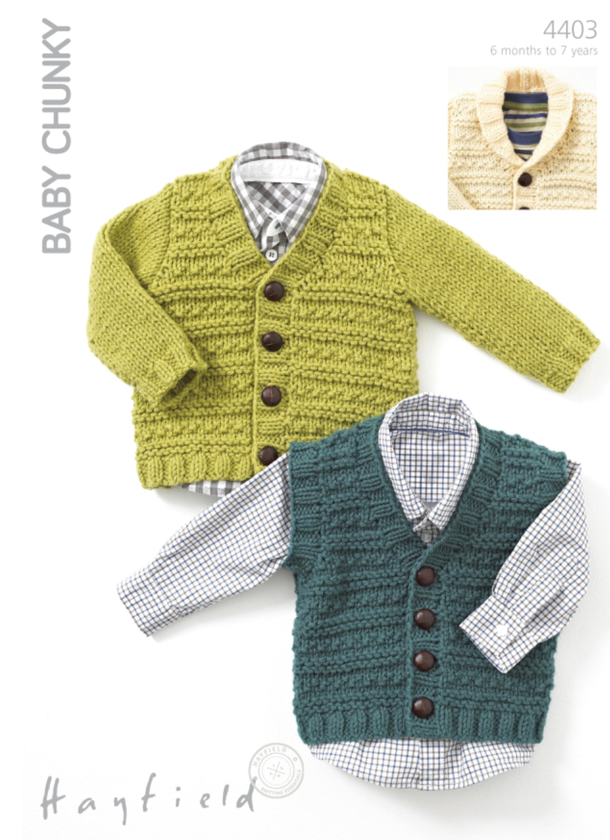 Hayfield Pattern 4403 Cardigan and Waistcoat in Baby Chunky