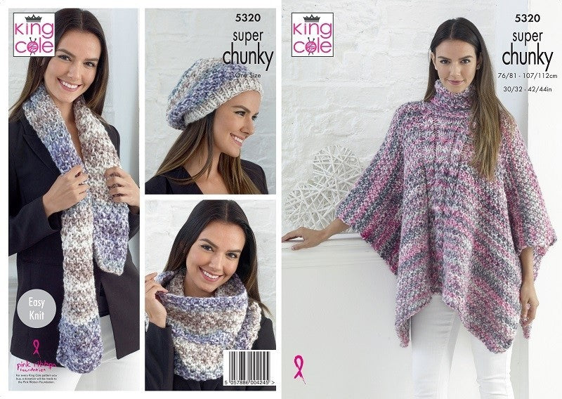 King Cole Pattern 5320 Tabard, Hat, Scarf & Cowl in Super Chunky