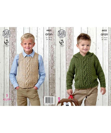 King Cole 4435 Sweater and Slipover in Aran