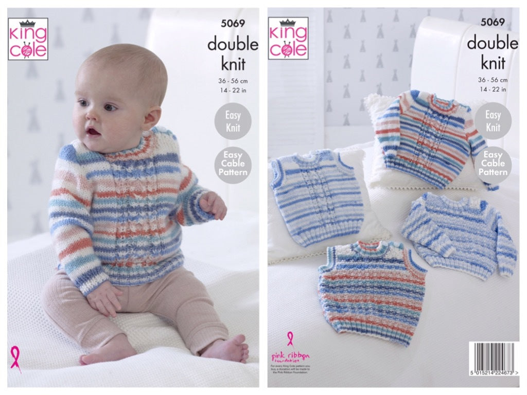 King Cole Pattern 5069 Sweaters and Slipovers in Candystripe DK