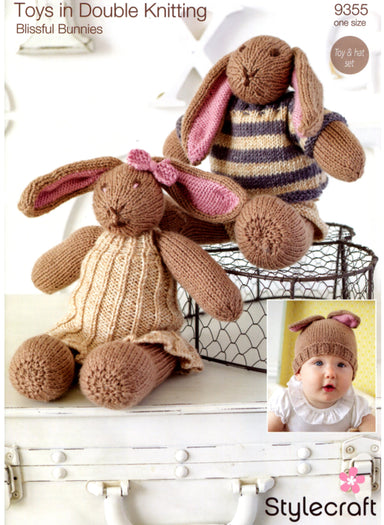 Stylecraft 9355 Bunny Toys and Hat in Special DK and Batik DK