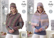 King Cole 4698 Cape/Poncho, Shoulder Wrap, Hat & Wristwarmers in Chunky