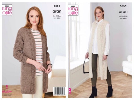 King Cole Pattern 5656 Waistcoat and Jacket in Forest Aran